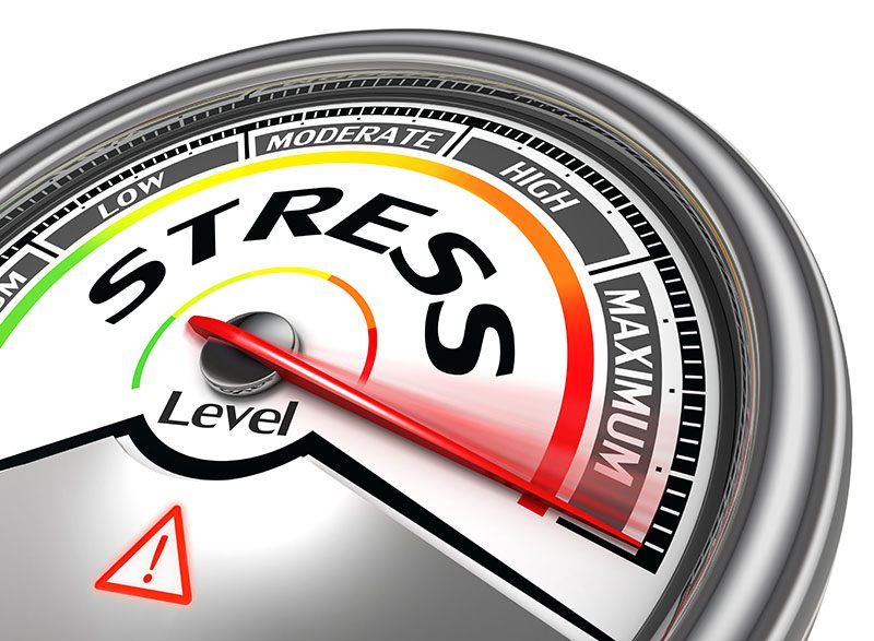 stress level conceptual meter indicating maximum, isolated on white background stress level conceptual meter indicating maximum, isolated on white background