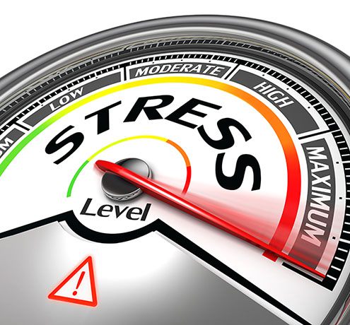 stress level conceptual meter indicating maximum, isolated on white background stress level conceptual meter indicating maximum, isolated on white background